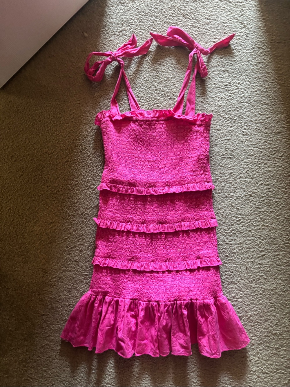 Katie J NYC Hot Pink Ruffle Tie-Shoulder Dress Costume